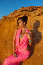 Load image into Gallery viewer, MADE TO ORDER: TALITA Cowl Neck Sequin Top (Hot Pink)