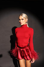 Load image into Gallery viewer, INSTOCK: PIPER Polar Neck Top with Feather Cuffs