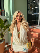 Load image into Gallery viewer, MADE TO ORDER: GISELLE Mini Skirt in Sequin Knit with Starfish details (Cream)