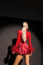 Load image into Gallery viewer, INSTOCK: PIPER Polar Neck Top with Feather Cuffs