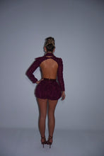 Load image into Gallery viewer, MADE TO ORDER: DARCY Puffball Short Playsuit with Seperate Sleeves (Textured Plum)