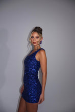 Load image into Gallery viewer, MADE TO ORDER: CONNIE Sequin Dress (Electric Blue)
