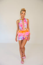 Load image into Gallery viewer, MADE TO ORDER: ESME Halter Neck Dress with Feathers (Colourful)