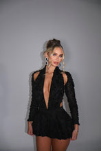 Load image into Gallery viewer, MADE TO ORDER: DARCY Puffball Short Playsuit with Seperate Sleeves Piece (Textured Black)