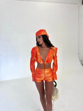 Load image into Gallery viewer, MADE TO ORDER : MABEL Co-Ord Ruched Shorts (Orange Croc)