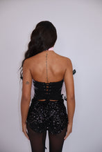 Load image into Gallery viewer, INSTOCK: LOLA Feather Corset Top (Baby Pink)