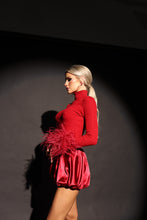 Load image into Gallery viewer, INSTOCK: PIPER Polar Neck Top with Feather Cuffs