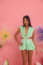 Load image into Gallery viewer, MADE TO ORDER: PETAL Puffball Playsuit (Textured Floral Mint)