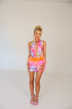 Load image into Gallery viewer, MADE TO ORDER: ESME Halter Neck Dress with Feathers (Colourful)