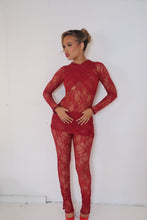 Load image into Gallery viewer, MADE TO ORDER : AURELIA Lace Leggings (Cherry)