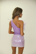 Load image into Gallery viewer, MADE TO ORDER: SERAPHINA Sequin Mini Skirt (Lilac)