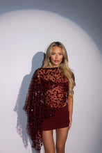 Load image into Gallery viewer, MADE TO ORDER: PARISA Sequin Poncho and Twist Boobtube Top (Burgundy)