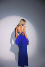 Load image into Gallery viewer, MADE TO ORDER: AZALEA Maxi Skirt with Feathers (Electric Blue)