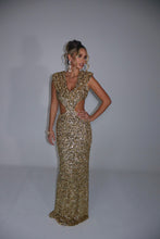 Load image into Gallery viewer, MADE TO ORDER: FLEUR Sequin Maxi Dress (Gold)