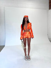 Load image into Gallery viewer, MADE TO ORDER : MABEL Co-Ord Ruched Shorts (Orange Croc)