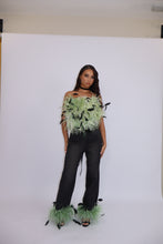 Load image into Gallery viewer, INSTOCK: LOLA Feather Corset Top (Green)