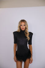 Load image into Gallery viewer, INSTOCK: FREYA Romper with Feathers (Black)