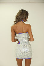 Load image into Gallery viewer, MADE TO ORDER: ZIOLETTA Sequin Dress and Choker (Grey Zebra)