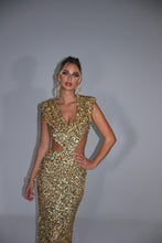 Load image into Gallery viewer, MADE TO ORDER: FLEUR Sequin Maxi Dress (Gold)