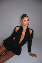 Load image into Gallery viewer, MADE TO ORDER: DARCY Puffball Short Playsuit with Seperate Sleeves Piece (Textured Black)