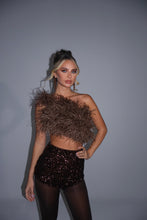 Load image into Gallery viewer, MADE TO ORDER: KESIA Sequin Knicker Shorts (Brown)