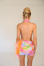Load image into Gallery viewer, MADE TO ORDER: ESME Halter Neck Dress with Feathers (Colourful)