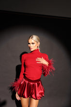 Load image into Gallery viewer, INSTOCK: PIPER Polar Neck Top with Feather Cuffs