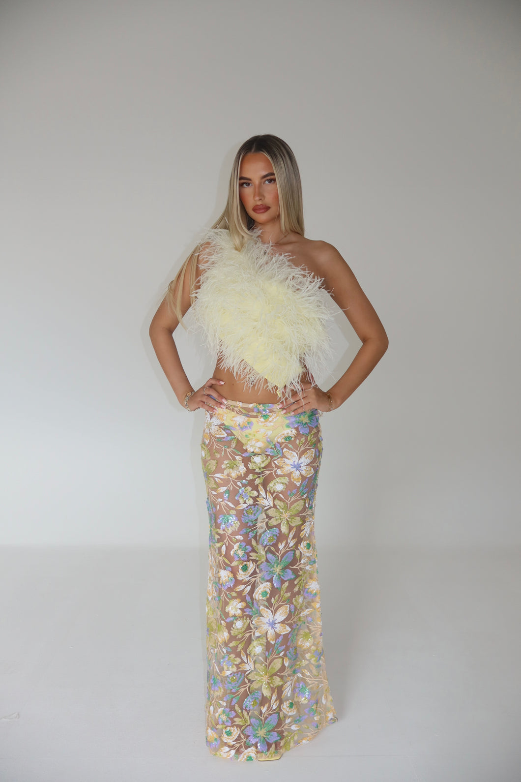 MADE TO ORDER: ELARA Sheer Sequin Maxi Skirt