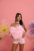 Load image into Gallery viewer, INSTOCK: LOLA Feather Corset Top and Choker (Pink)
