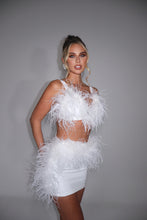 Load image into Gallery viewer, MADE TO ORDER: TATE Faux Leather Bralet with Feather detail (White)
