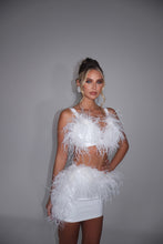 Load image into Gallery viewer, MADE TO ORDER: TATE Faux Leather Bralet with Feather detail (White)
