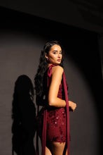 Load image into Gallery viewer, AMALIE Sequin Dress with Bows (Burgandy)
