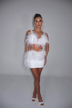 Load image into Gallery viewer, MADE TO ORDER: TATE Faux Leather Bralet with Feather detail (White)
