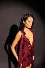 Load image into Gallery viewer, AMALIE Sequin Dress with Bows (Burgandy)
