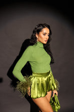 Load image into Gallery viewer, PIPER Polar Neck Top with Feather Cuffs (Green)
