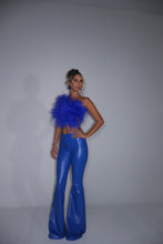 Load image into Gallery viewer, MADE TO ORDER: MAYBELLE Faux Leather Trousers (Electric Blue)

