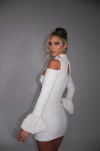 Load image into Gallery viewer, MADE TO ORDER: MEGAN Textured Cream Puffball Sleeve Dress
