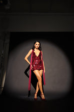 Load image into Gallery viewer, AMALIE Sequin Dress with Bows (Burgandy)
