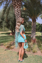 Load image into Gallery viewer, INSTOCK: PARISA Sequin Poncho, Bikini Top and Skirt (Blue)
