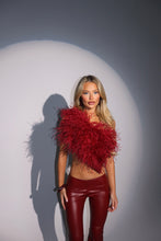Load image into Gallery viewer, MADE TO ORDER: MAYBELLE Feather Top (Burgundy)
