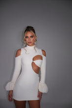 Load image into Gallery viewer, MADE TO ORDER: MEGAN Textured Cream Puffball Sleeve Dress
