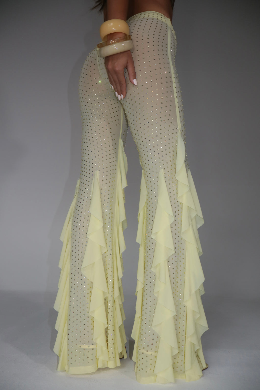 SOLARA Diamonte Mesh Trousers (Lemon)