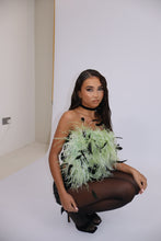Load image into Gallery viewer, INSTOCK: LOLA Feather Corset Top (Green)
