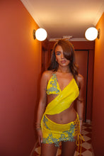 Load image into Gallery viewer, MADE TO ORDER: FALLON Sequin Dress with Lace Trim (Yellow)
