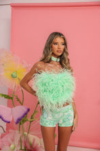 Load image into Gallery viewer, INSTOCK: LOLA Feather Corset Top and Choker (Mint)

