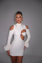 Load image into Gallery viewer, MADE TO ORDER: MEGAN Textured Cream Puffball Sleeve Dress
