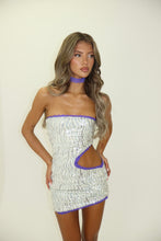 Load image into Gallery viewer, MADE TO ORDER: ZIOLETTA Sequin Dress and Choker (Grey Zebra)
