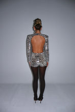 Load image into Gallery viewer, MADE TO ORDER: SAMANTHA Backless Sequin Romper (Neutral Tiger Print)
