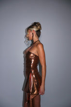 Load image into Gallery viewer, MADE TO ORDER: MILA Ruched Metallic Dress (Brown)
