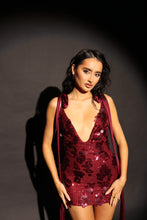 Load image into Gallery viewer, AMALIE Sequin Dress with Bows (Burgandy)
